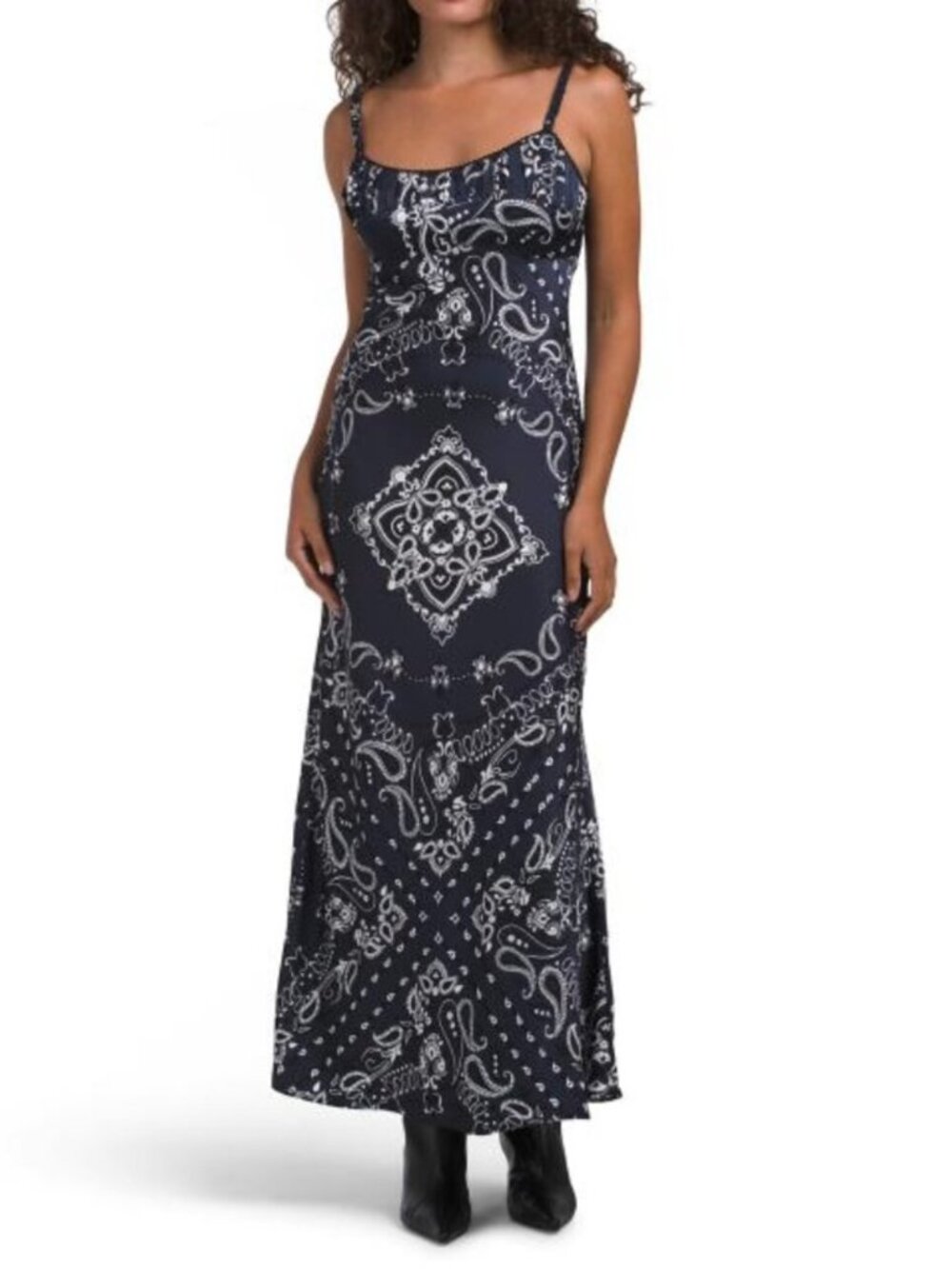 CAMILA COELHO Sleeveless Maxi Empire Cut Dress With Scalloped Lace Trim